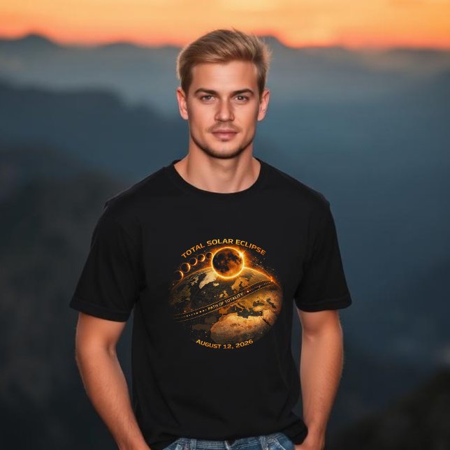 Total Solar Eclipse 2026- Path of Totality T-Shirt (Total Solar Eclipse August 12, 2026 Path of Totality t shirt)