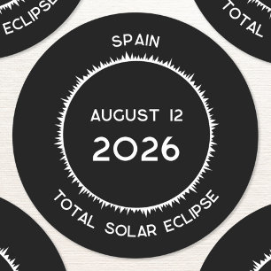Total Solar Eclipse 2026 Spain Classic Round Sticker