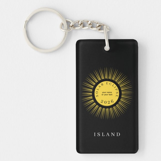 Total solar eclipse 2026 your text personalized key ring (Front)