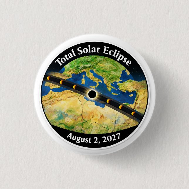 Total Solar Eclipse 2027 Map 3 Cm Round Badge (Front)