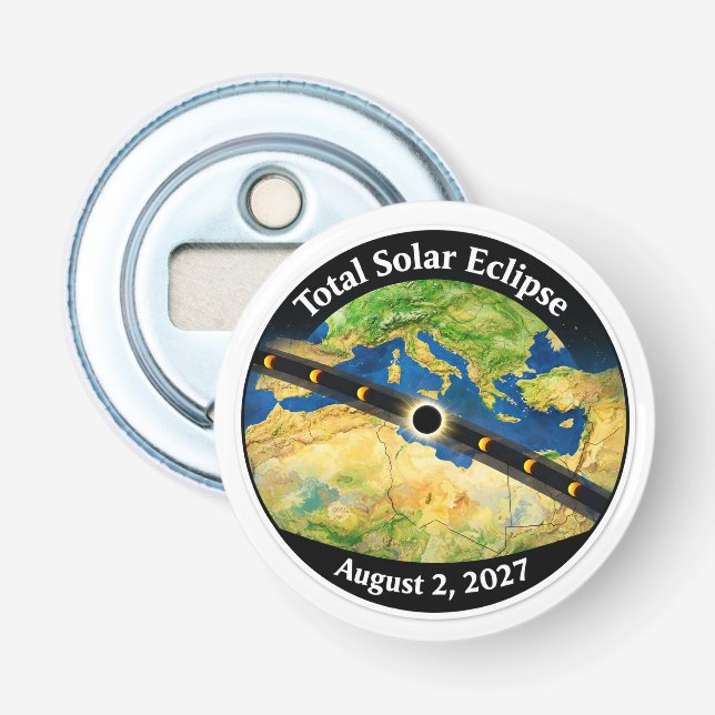 Total Solar Eclipse 2027 Map Bottle Opener (Front)