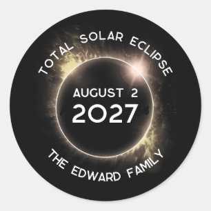 Total Solar Eclipse 2027 Personalised  Classic Round Sticker