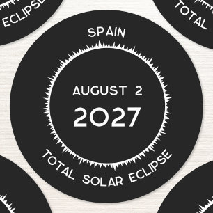 Total Solar Eclipse 2027 Spain Classic Round Sticker