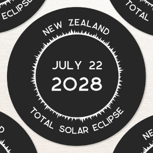 Total Solar Eclipse 2028 New Zealand Classic Round Sticker