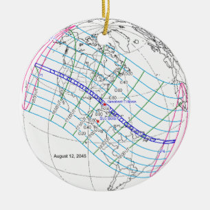 Total Solar Eclipse 2045 Global Path Ceramic Ornament