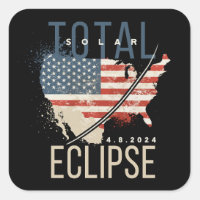 Total Solar Eclipse 4.8.2024 Patriotic USA Map