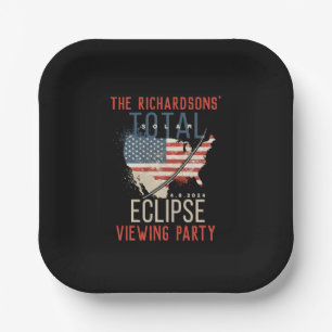 Total Solar Eclipse 4.8.2024 USA Map Personalised Paper Plate