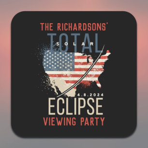Total Solar Eclipse 4.8.2024 USA Map Personalised Square Sticker