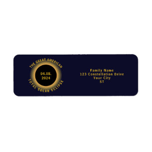 Total Solar Eclipse 8 April, 2024 Viewing Party Return Address Label