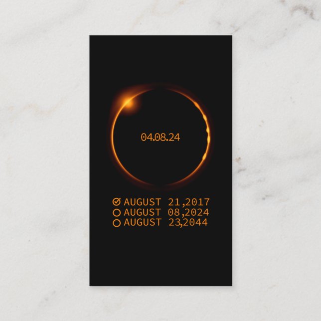 Total Solar Eclipse  8th April 2024 Check List Business Card (Front)