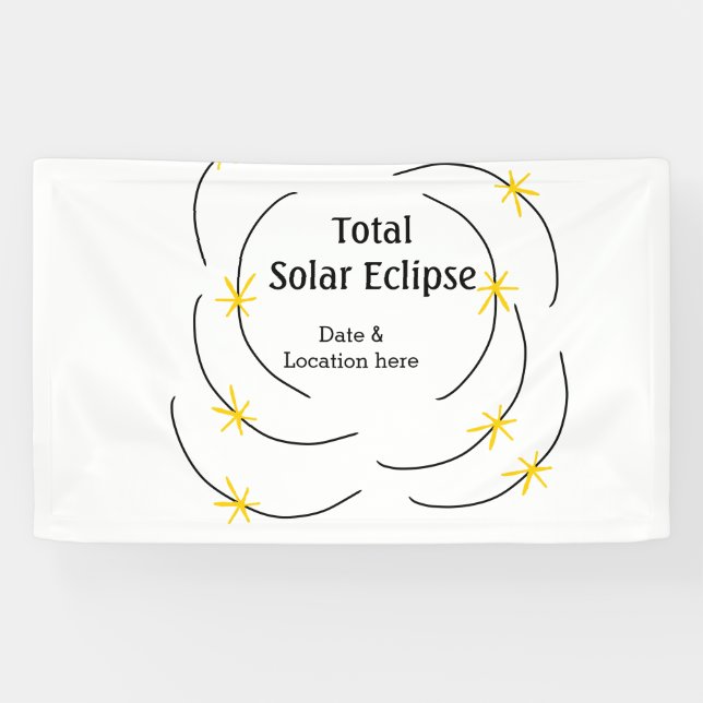 Total solar eclipse add date location half sun pat banner (Horizontal)