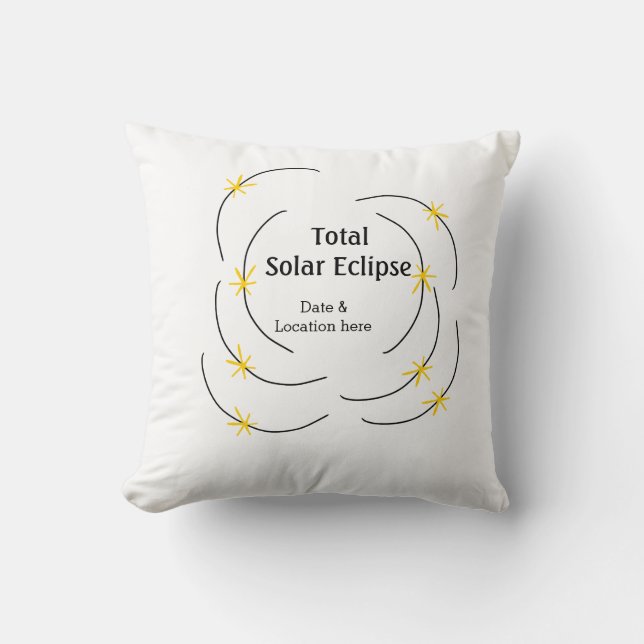 Total solar eclipse add date location half sun pat cushion (Front)