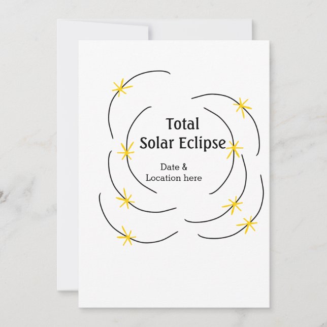 Total solar eclipse add date location half sun pat holiday card (Front)
