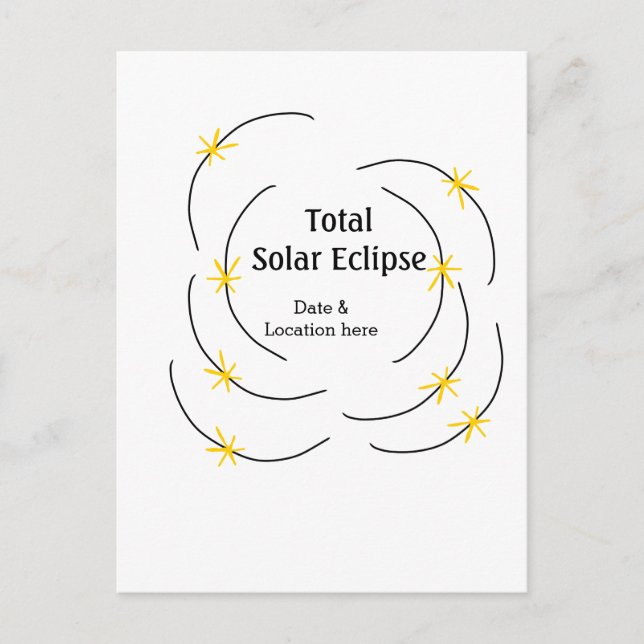 Total solar eclipse add date location half sun pat postcard (Front)