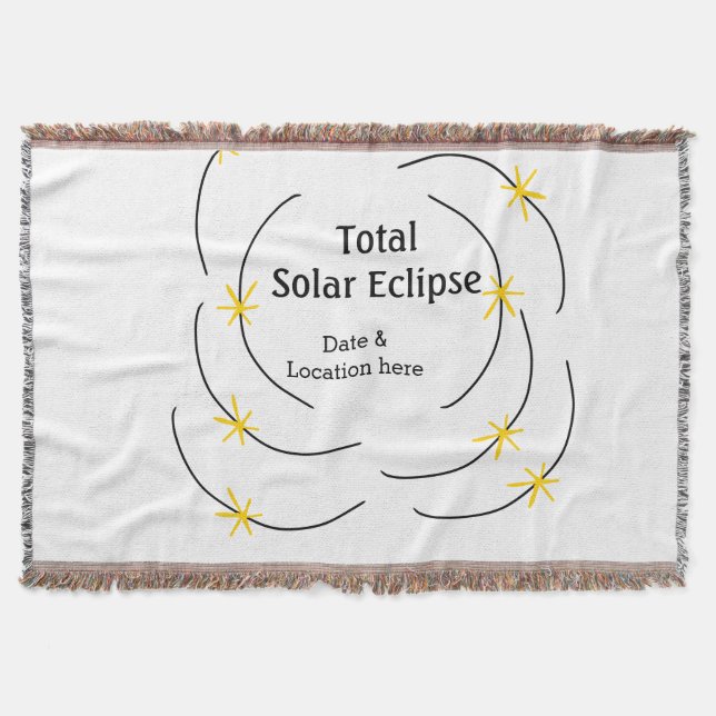Total solar eclipse add date location half sun pat throw blanket (Front)