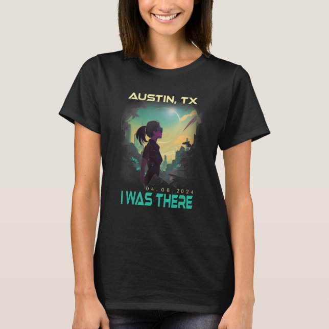 Total Solar Eclipse Aesthetic Girl Austin Texas TX T-Shirt (Front)