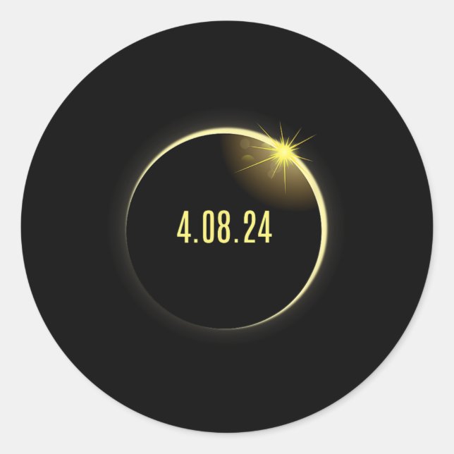 Total Solar Eclipse America Spring 4.08.24  Classic Round Sticker (Front)