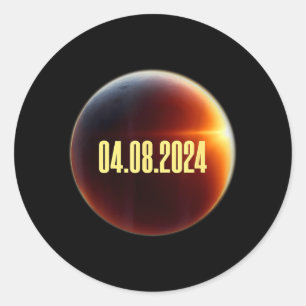 Total Solar Eclipse America USA April 8 2024 Classic Round Sticker