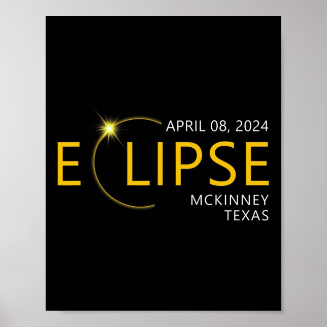 Total Solar Eclipse Apirl 08 2024 Mckinney Texas T Poster (Front)