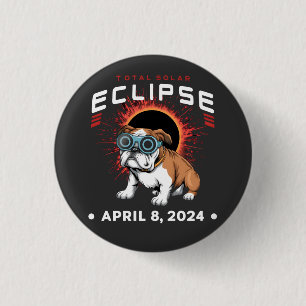 Total Solar Eclipse April 2024 Bulldog Lover Gifts 3 Cm Round Badge