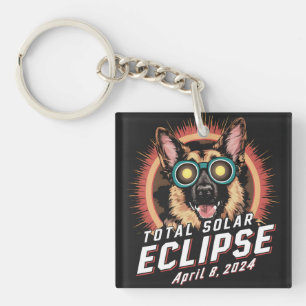 Total Solar Eclipse April 2024 German Shepherd Dog Key Ring