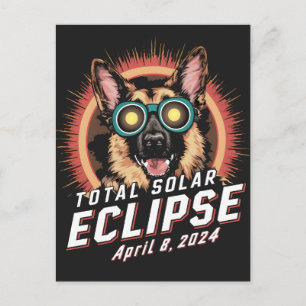 Total Solar Eclipse April 2024 German Shepherd Dog Postcard