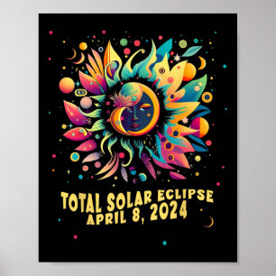 Total Solar Eclipse April 2024 Hippie Pop Art Poster