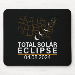 Total Solar Eclipse April 8 2024 America Usa Map T Mouse Pad