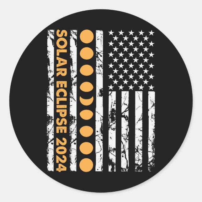 Total Solar Eclipse April 8 2024 American  Classic Round Sticker (Front)