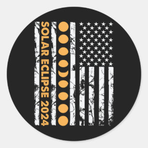Total Solar Eclipse April 8 2024 American  Classic Round Sticker