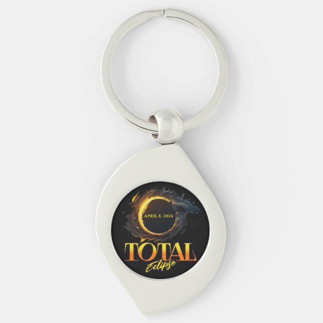 Total Solar Eclipse April 8, 2024 Commemorative  Key Ring (Front)