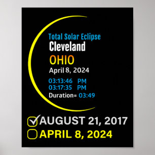 Total Solar Eclipse April 8 2024 Ohio Cleveland Poster
