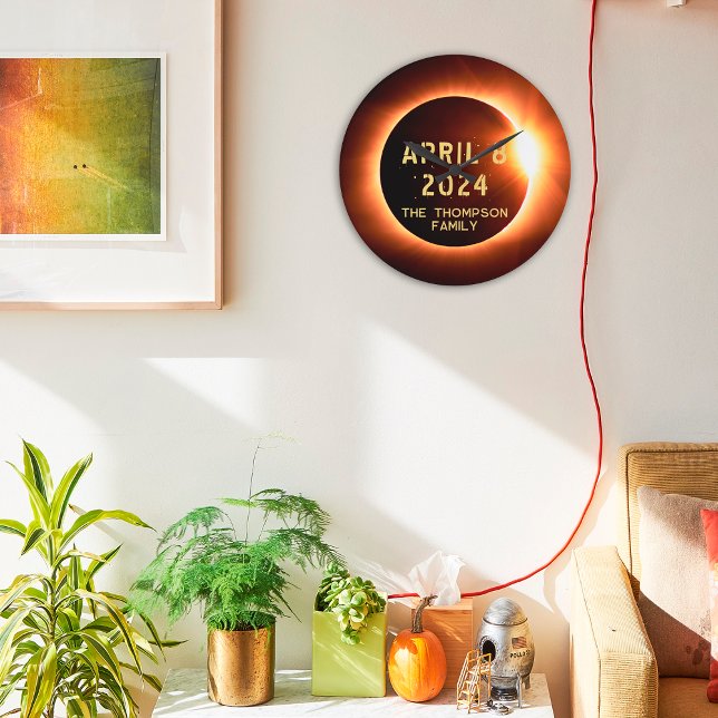 Total Solar Eclipse April 8 2024 Personalised Large Clock (Creator Uploaded)