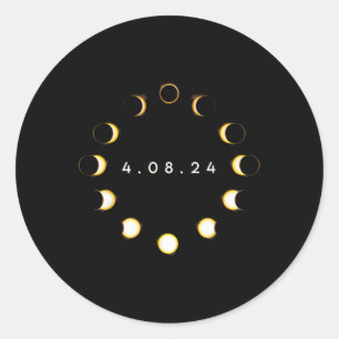 Total Solar Eclipse April 8 2024 Phases Totality Classic Round Sticker