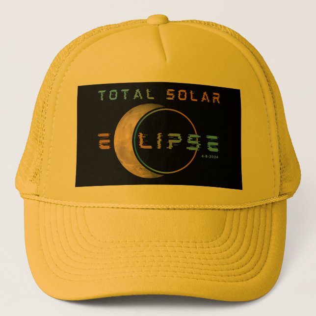 TOTAL SOLAR ECLIPSE APRIL 8, 2024 SOLAR SYSTEM TRUCKER HAT (Front)