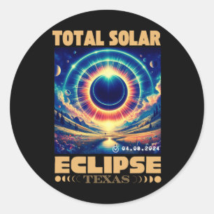 Total Solar Eclipse April 8 2024 Texas Solar Eclip Classic Round Sticker