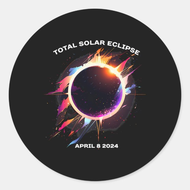 Total Solar Eclipse April 8 2024 Totality Souvenir Classic Round Sticker (Front)
