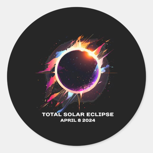 Total Solar Eclipse April 8 2024 Totality Souvenir Classic Round Sticker (Front)