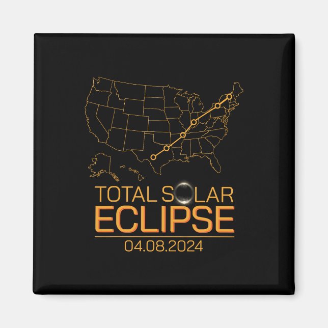 Total Solar Eclipse April 8 2024 Usa Map Totality  Magnet (Front)