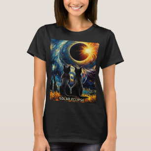 Total Solar Eclipse April 8 2024 Van Gogh Cat Love T-Shirt