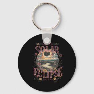 Total Solar Eclipse April 8 2024 Vintage Flowers A Key Ring