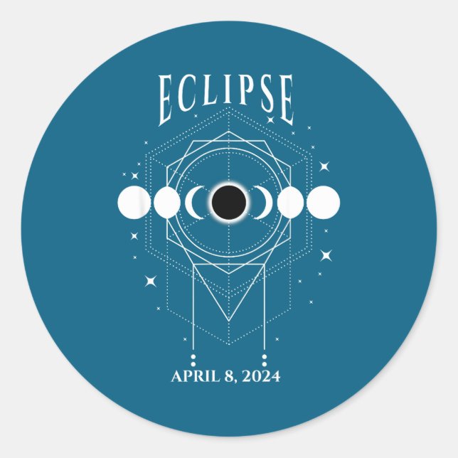 Total Solar Eclipse April 8 Classic Round Sticker (Front)