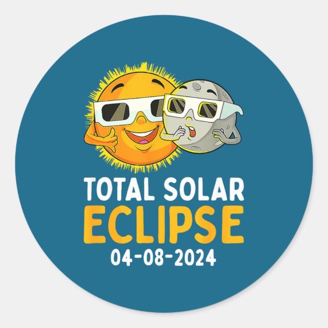 Total Solar Eclipse April 8 Classic Round Sticker (Front)