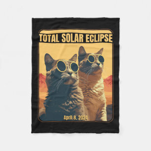 Total Solar Eclipse April 8 Eclipse Cats Fleece Blanket