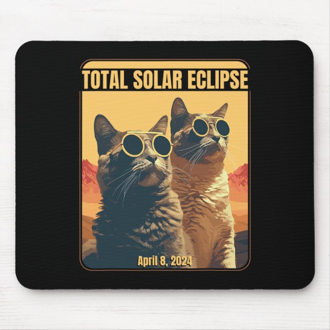Total Solar Eclipse April 8 Eclipse Cats  Mouse Pad (Front)