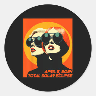 Total Solar Eclipse April 8 Eclipse Watcher Women Classic Round Sticker