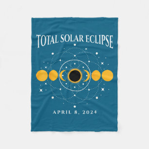 Total Solar Eclipse April 8 Illustration Fleece Blanket