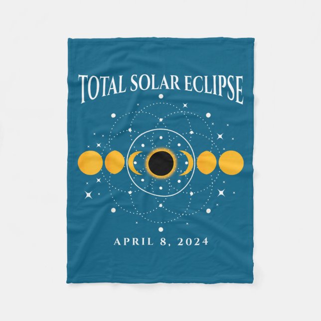 Total Solar Eclipse April 8 Illustration Fleece Blanket (Front)