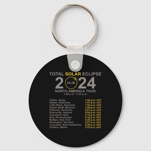Total Solar Eclipse April 8 Path Of The Eclipse  Key Ring (Front)