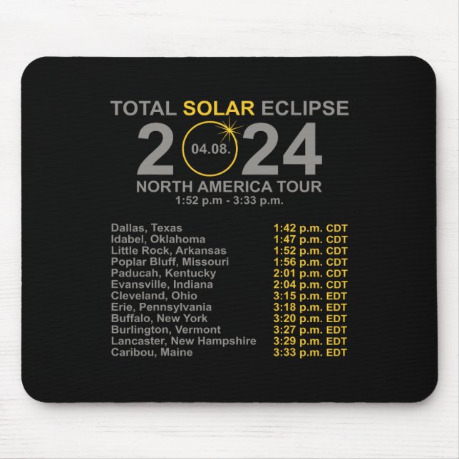Total Solar Eclipse April 8 Path Of The Eclipse  Mouse Pad (Front)
